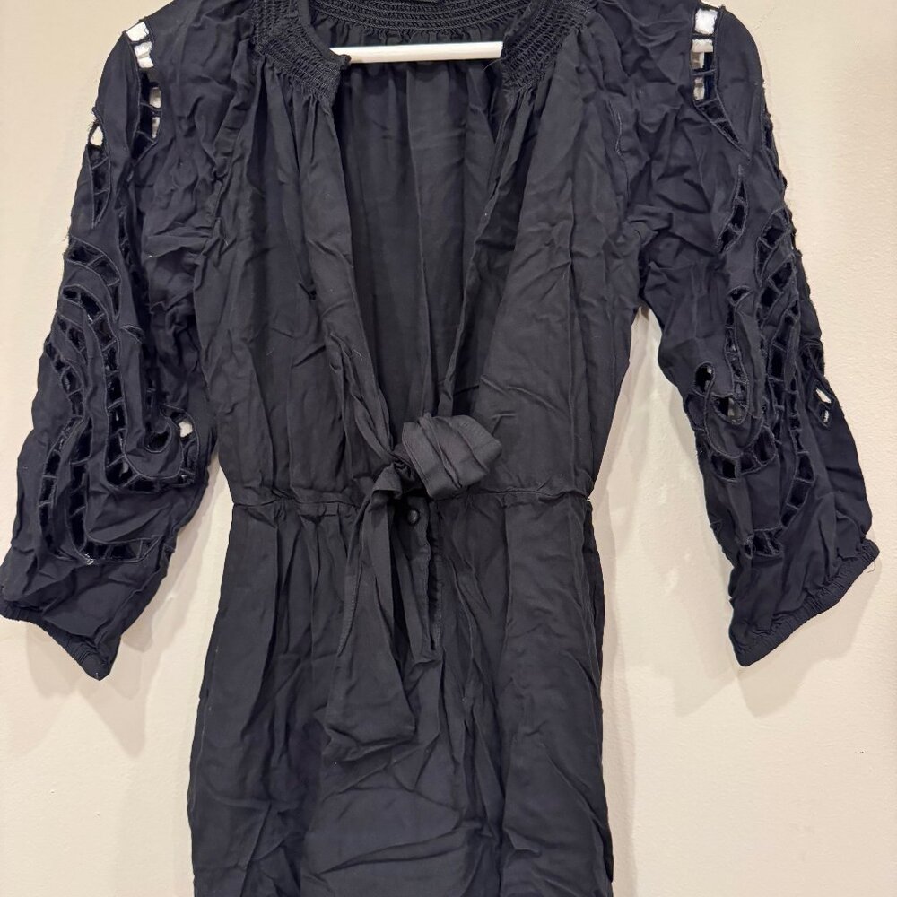 ViX Paula Hermanny Black Cutout Sleeve Cover-Up Tunic Dress XS / PP